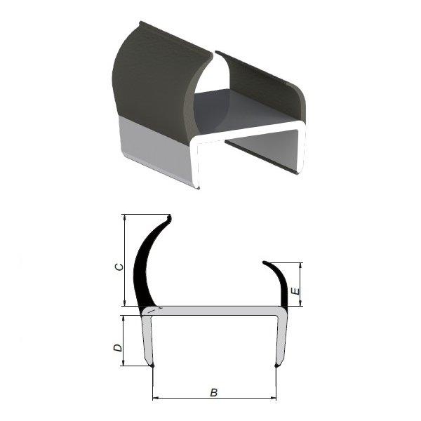 Thumb do produto Perfil Borracha/PVC Portas B30xE15xC36xD20mm (3mt) MGO